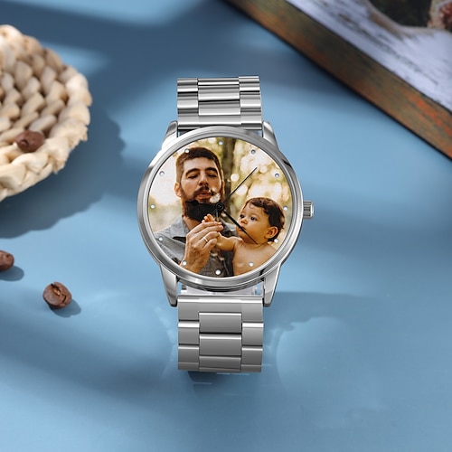 Personalisierte Foto-Uhr individuelles bestes Geschenk für Papa Geschenk für Ehemann Opa Vater perfekt für den Vatertag Geburtstag Weihnachten Jubiläum Image