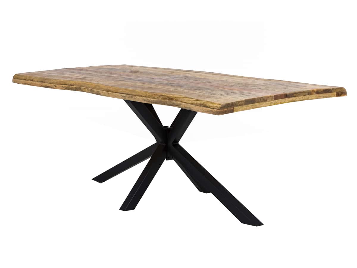 MiaMöbel Esstisch 'Vanaja' 220x100 cm, Mango/Antikschwarz Massivholz, Metall Mango Modern