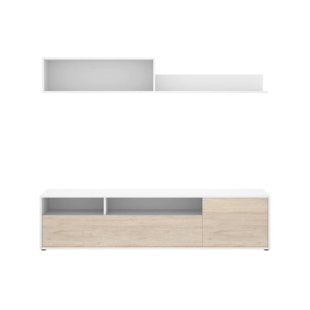 Meuble Mural effet bois blanc, chêne clair 180x35h44 cm