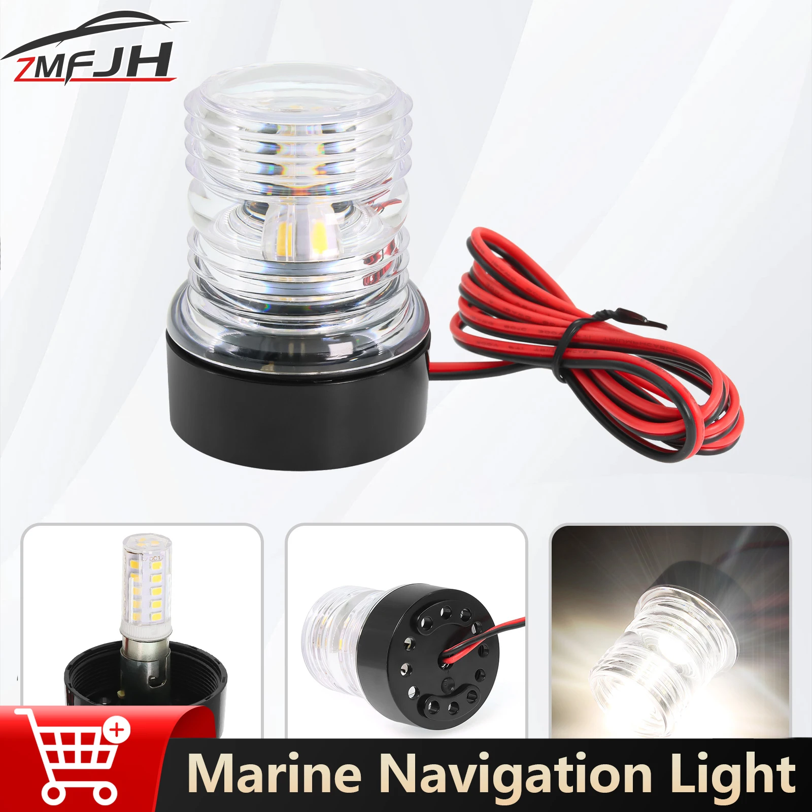 Luce di navigazione marina 12V Luce di ancoraggio a LED Lampada da vela rotonda da 360 gradi Indicatore di segnale di navigazione per yacht per barche marine