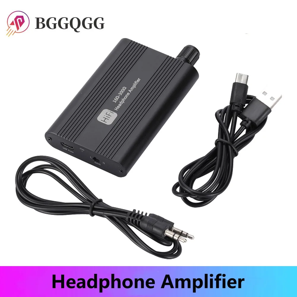 BGGQGG 16-300 ohm HiFi Headphone Earphone Amplifier 3.5mm Jack Aux Portable Adjustable Audio Amp for Mobile Phone Music Player