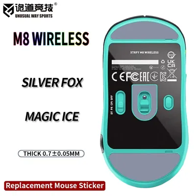 UnusualWaySports Mouse Skates Feet Xtrfy M8 Wireless Cambered Surface PTFE Anti Collapse Magic Ice Silver Fox