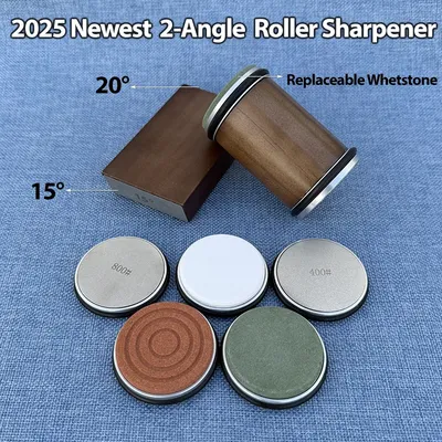 Rolling Knife Sharpener Magnetic Knife Holder Diamond Sharpening Stone Kit with 15 and 20 Degrees