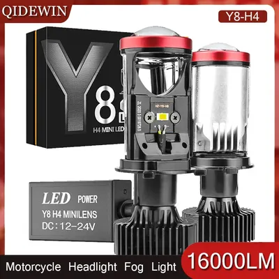 Turbo Fan Y8 H4 LED Headlights Car H4 Mini Projector Lens 6000K Super Bright 800W 560000LM High Low Beam Canbus Spotlight Bulbs
