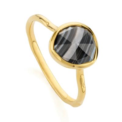 Gold Siren Gemstone Ring Black Line Onyx