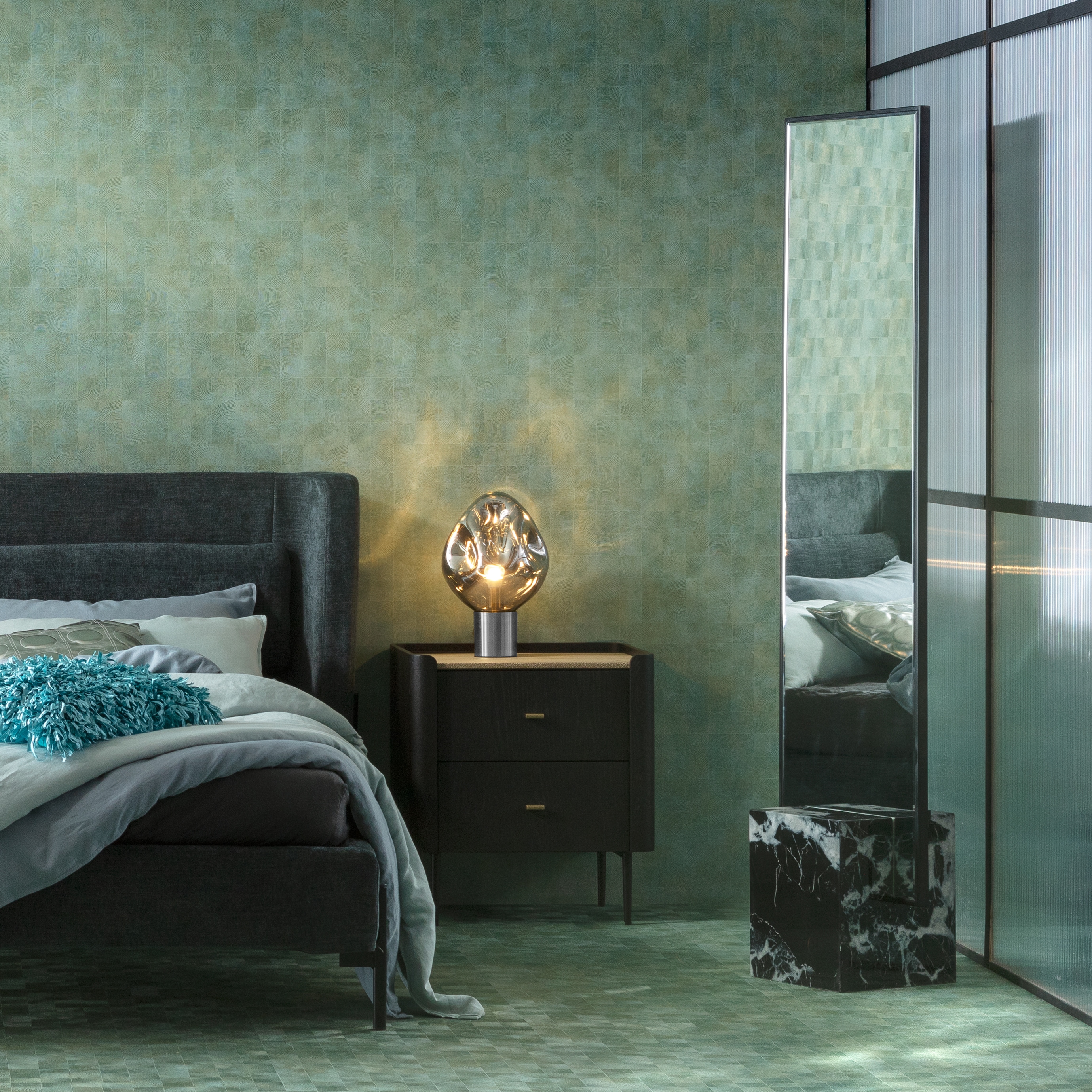 Wandspiegel KARE DESIGN "Standspiegel Hulda Schwarz 46x180cm", schwarz, B:46cm H:180cm T:30cm, Glas, Spiegel