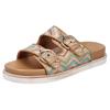 Pantolette RIEKER, Damen, Gr. 37, bunt (pastell multi), Bast, Flechtoptik, casual, Schuhe, Sommerschuh, Strandschuh, Urlaubsschuh, Schlappen in Flecht-Optik