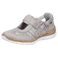 Klettschuh RIEKER, Damen, Gr. 41, grau (hellgrau), Lederimitat, Textil, metallic, casual, Schuhe, Slipper, Halbschuh, Freizeitschuh, Sneaker, Keilabsatz in Korkoptik