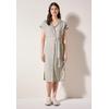 Sommerkleid CECIL, Damen, Gr. M (40), US-Größen, pumice beige, Stoff, 55% Leinen, 45% Viskose, unifarben, casual, gerade knielang, V-Ausschnitt, Kurzarm Bündchen, Kleider, mit seitlichen Einschubtaschen