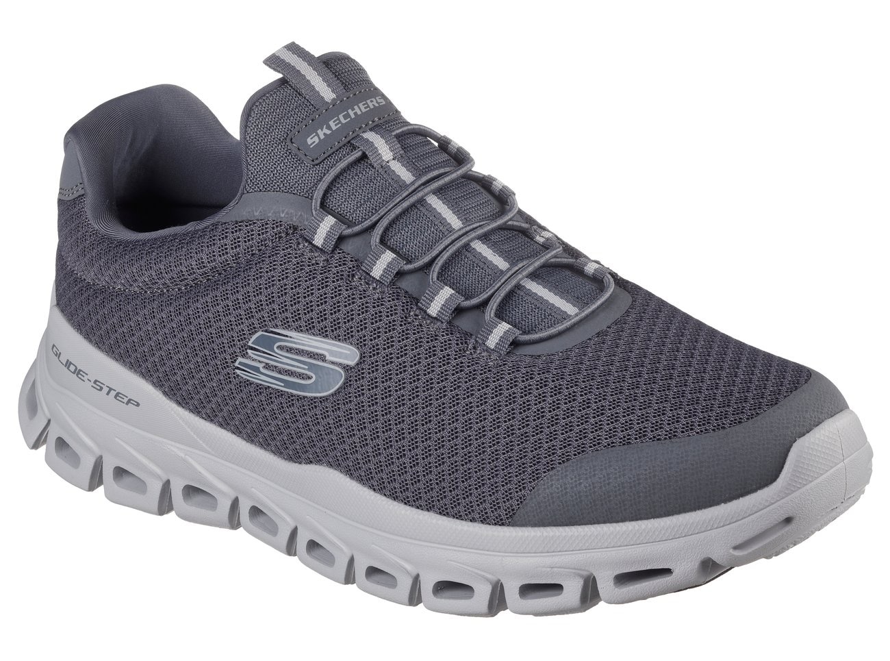 Slip-On Sneaker SKECHERS "GLIDE-STEP", Herren, Gr. 40, grau, Textil, Schuhe, Trekkingschuh, Freizeitschuh, Sneaker zum Schlupfen