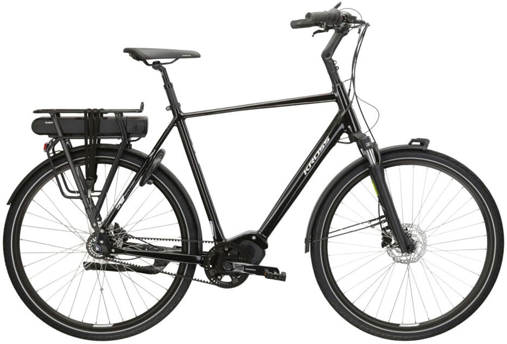 E-Bike KROSS "E-Citybike Sentio Hybrid 5.0 28 Zoll schwarz" Gr. 56, schwarz (schwarz, schwarz), Elektrofahrräder, 56cm, 28 Zoll (71,12cm), Pedelec, Elektrofahrrad für Damen und Herren Image