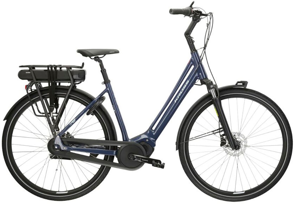 E-Bike KROSS "E-Citybike Sentio Hybrid 4.0 28 Zoll blau" Gr. 56, blau (blau, schwarz), Elektrofahrräder, 56cm, 28 Zoll (71,12cm), Pedelec, Elektrofahrrad für Damen und Herren Image