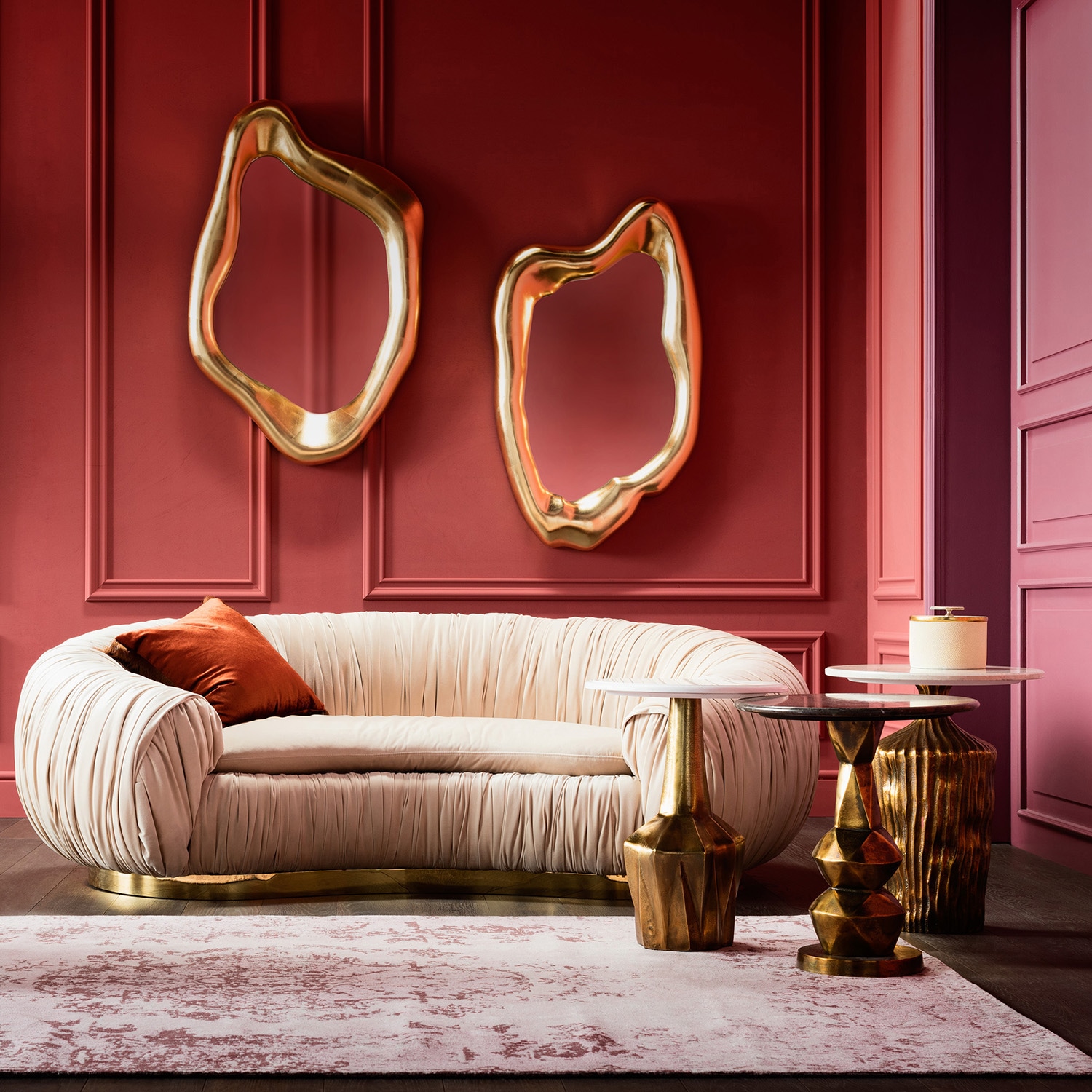 Wandspiegel KARE DESIGN "Spiegel Hologram Gold 119x76cm", gold (goldfarben), B:76cm H:119cm T:9cm, Glas, Spiegel Image