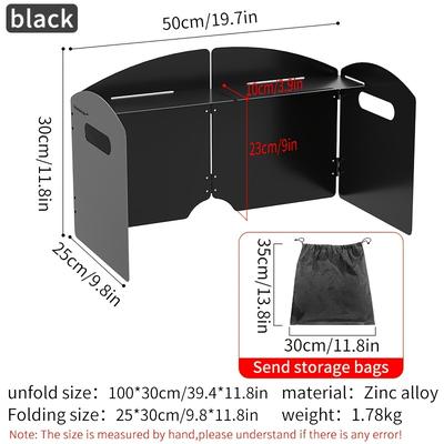 TEMU Portable Folding For Outdoor Camping - Alloy, Windproof Cover With Storage Rack, Powder-coated , Ideal For Gas & Wood Burning Image