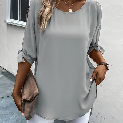 TEMU Solid Color Long-sleeve Top With Split Sleeves Image