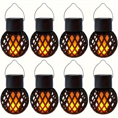TEMU 4/8pcs Of Outdoor Solar Lights Featuring Realistic Flickering , Suitable For Hanging Or Standing, For Balcony, , And Garden Decoration. Image