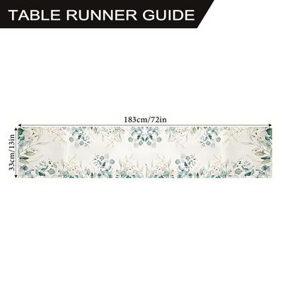 TEMU 1pc Spring Eucalyptus Leaves Table Runner - Polyester, Machine-made, For Indoor & Outdoor Dining Decor, Party Supplies Image