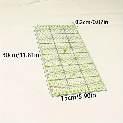 TEMU 1pc Clear Acrylic Quilting Ruler, Transparent Square Sewing Measuring Tool With Dual-color , Fabric Cutting Ironing Ruler For Crafting, 15x30cm (5.91x11.8 Inches) Image
