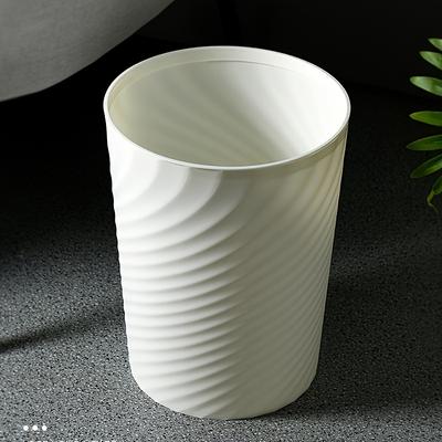 TEMU Space-saving Modern Black Trash Can - , Easy-clean Plastic Wastebasket For Bathroom, Office, Bedroom - No Batteries Required, Bathroom Organizers And Storage Image