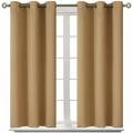Blackout Curtains - Grommet Thermal Insulated Room Darkening Bedroom and Living Room Curtains Set of 2 Curtain Panels (38 x 54 Inch Khaki)