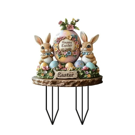 BZPIZ Garden Decorations Under $10 Easter Bunny Yard Decorations Outdoor Easter Bunny Yard Stakes Easter Bunny Yard Props Decoration Sign Outdoor for Party Supplies Prop Spring Garden Patio Lawn