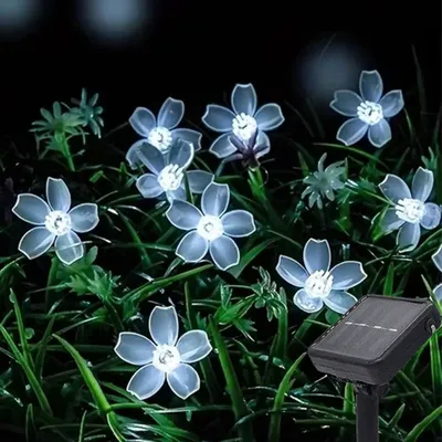 Solar Floral Garlands Light 5m 7m 12m Flower Solar Lamp Power LED String Fairy Lights Garden Christmas Decor For Outdoor