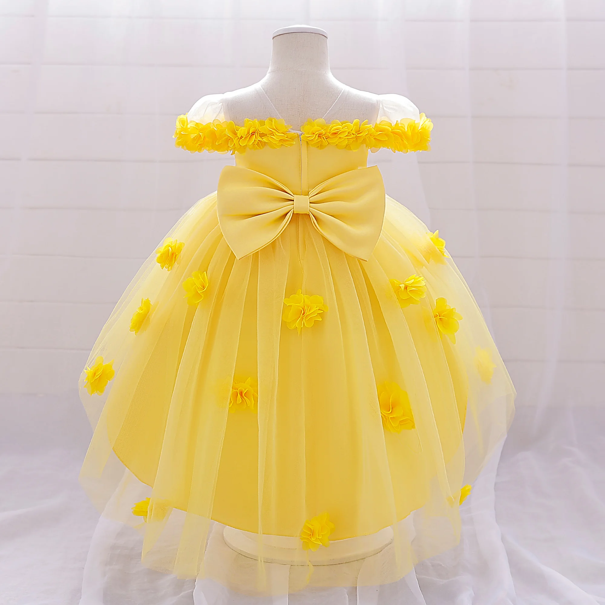 Sommer Blume Party Baby Mädchen Kleid Elegante Tailed Tüll 1. Geburtstag Hochzeit Prinzessin Kleid Bogen Taufe Brautjungfer Kinder Kleidung Image