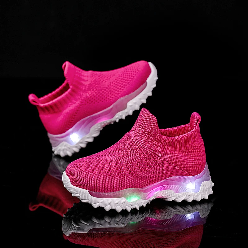 Kinder Turnschuhe Kinder Baby Mädchen Jungen Atmungsaktive Mesh Led Leucht Socken Sport Lauf Turnschuhe Schuhe Sapato Infantil Leuchten Schuh