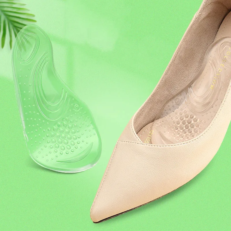1 Paar durchsichtige, selbstklebende orthopädische Einlegesohlen, Einsätze zur Fußgewölbeunterstützung, Plattfuß-Einlegesohlen für Männer und Frauen Image