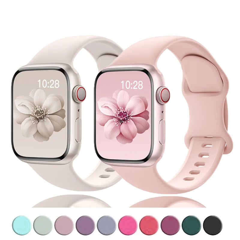 Silikon armband für Apple Uhren armbänder 45mm 44mm 49mm 40mm 41mm 42mm Sporta rmband Correa iwatch Serie se 9 8 7 6 5 3 4 ultra 2 Image