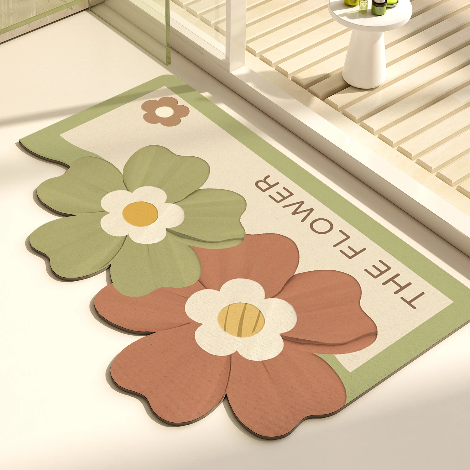 VIKAMA Kieselgursaugfähige Bodenmatte, Badezimmer-Bodenmatte, Toilette, Badezimmer, Tür, rutschfeste Fußmatte, Teppich Image