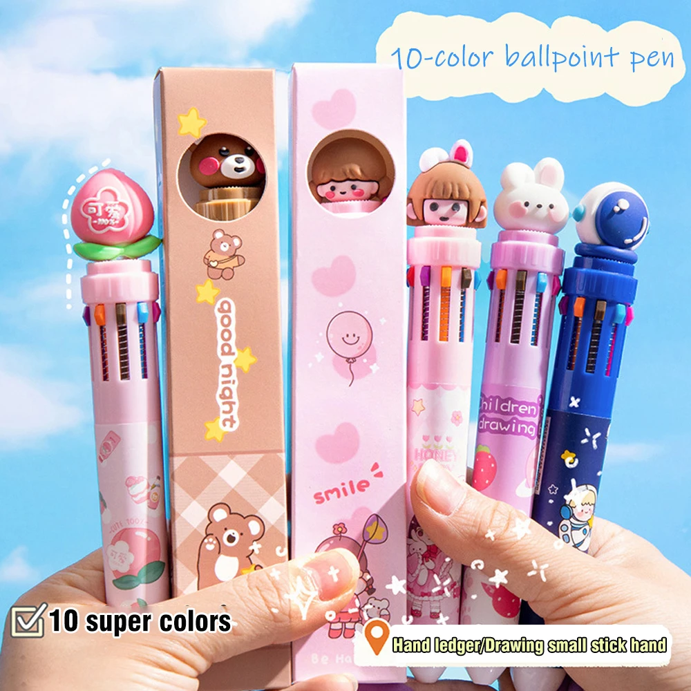 1PC 10-Farbe Stift Luft-und Raumfahrt/Dinosaurier/Tiere Nette Muster Tinte Kugelschreiber Drücken Sie Typ schnell Trocknend Stift Geschenk ﻿ Image