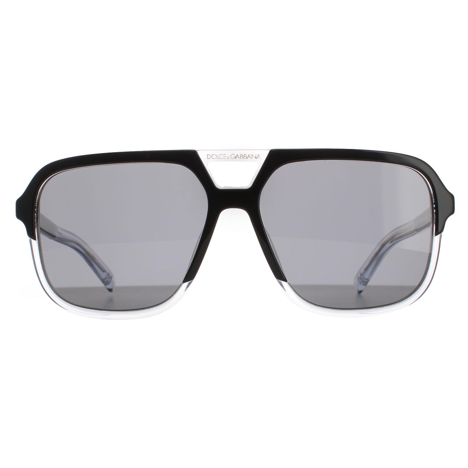 Dolce & Gabbana Aviator Mens Top schwarz auf Kristall dunkelgrau DG4354 Sonnenbrillen