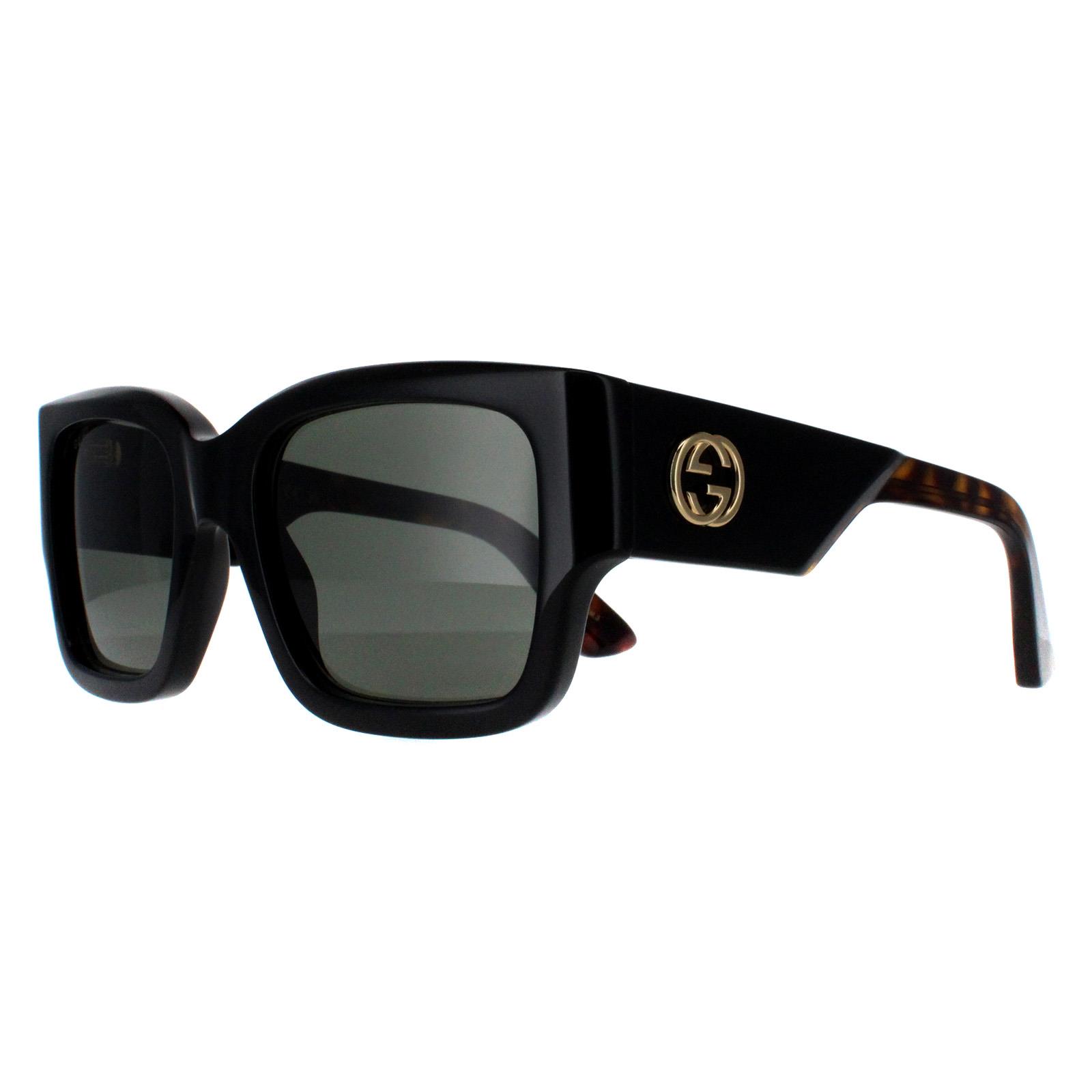 Gucci Square Womens Schwarz mit Havanna Grau GG1663S Image