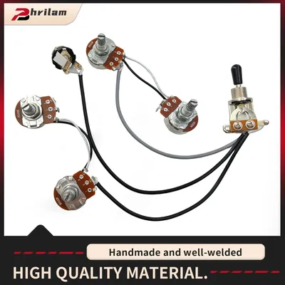 PHRILMGuitar Pre-Wired Harness Humbucking Pickup Harness Pre-Wired 2V2T with 500K Potentiometer and