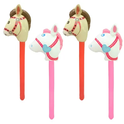 4pcs Inflatable Horse Head Sticks PVC Material Party Game Decoration Inflatable Sticks Festive