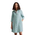 Midikleid MARC O'POLO "in A-Linie geschnitten", Damen, Gr. 46, Normalgrößen, pure teal, Obermaterial: 100% Leinen; Futter: 100% Baumwolle, unifarben, relaxed fit knielang, 3/4-Ärmel Manschette, Kleider