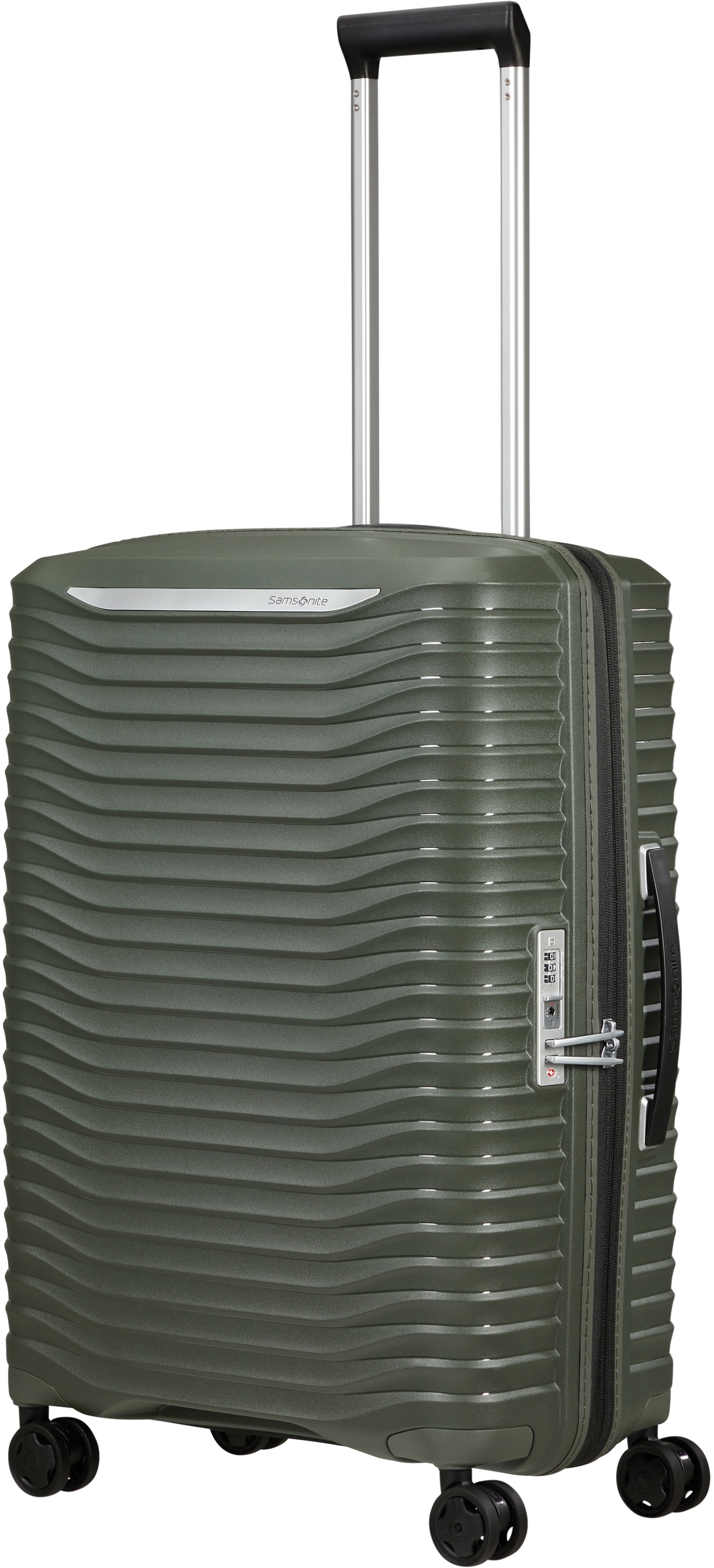 Hartschalen-Trolley SAMSONITE "UPSCAPE, verschiedene Größen und Farben", Gr. B/H/T: 47 x 68 x 28 75, grün (climbing ivy), Polypropylen, gestreift, Modisch, Koffer, Volumenerweiterung Reisegepäck Hartschalen-Koffer TSA-Zahlenschloss Image