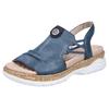 Sandale RIEKER, Damen, Gr. 43, blau (royalblau), Lederimitat, casual, Schuhe, Sommerschuh, Sandalette, Schlupfschuh mit seitlichen Gummizügen