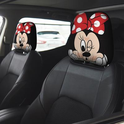 TEMU 2pcs Mouse Design Elastic Car Headrest Covers, Dustproof Polyester, No Filler, Wear-resistant Car Seat Protector, Car Interior Accessories, Headrest Cover, Car Seat Image