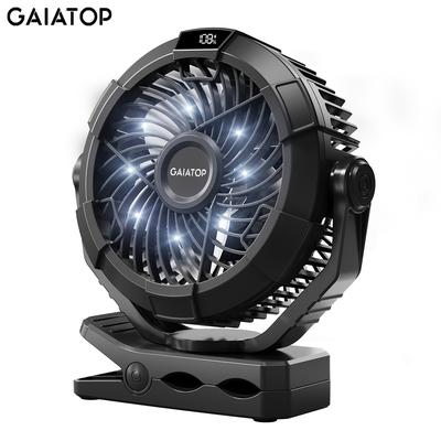 TEMU Gaiatop Portable Table Fan With Led Display, Quiet Rechargeable 4000mah Lithium Battery, Usb Charging, Plastic Material, Cord Included, For Outdoor Camping, Tents, Parties, Indoor Use - Black Image