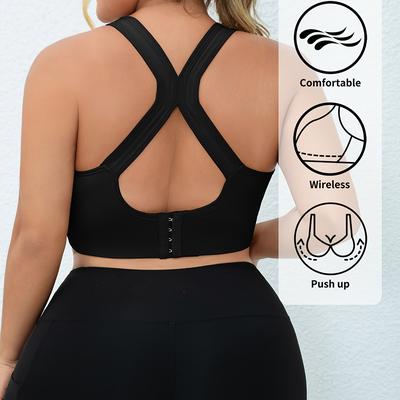 TEMU Plus Size Comfortable Wireless Push Up Bra - Removable Pads, Medium Stretch Fabric, Sports Style, No Underwire, Ideal For Fitness & Casual Wear, Comfortable | | Image