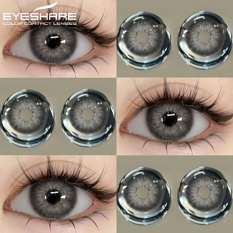 EYESHARE 1 Paar farbige Kontaktlinsen für Augen, graue Augenkontaktlinsen, blaue Linsen, natürliche Modelinsen, kosmetischer grüner Augenkontakt Image