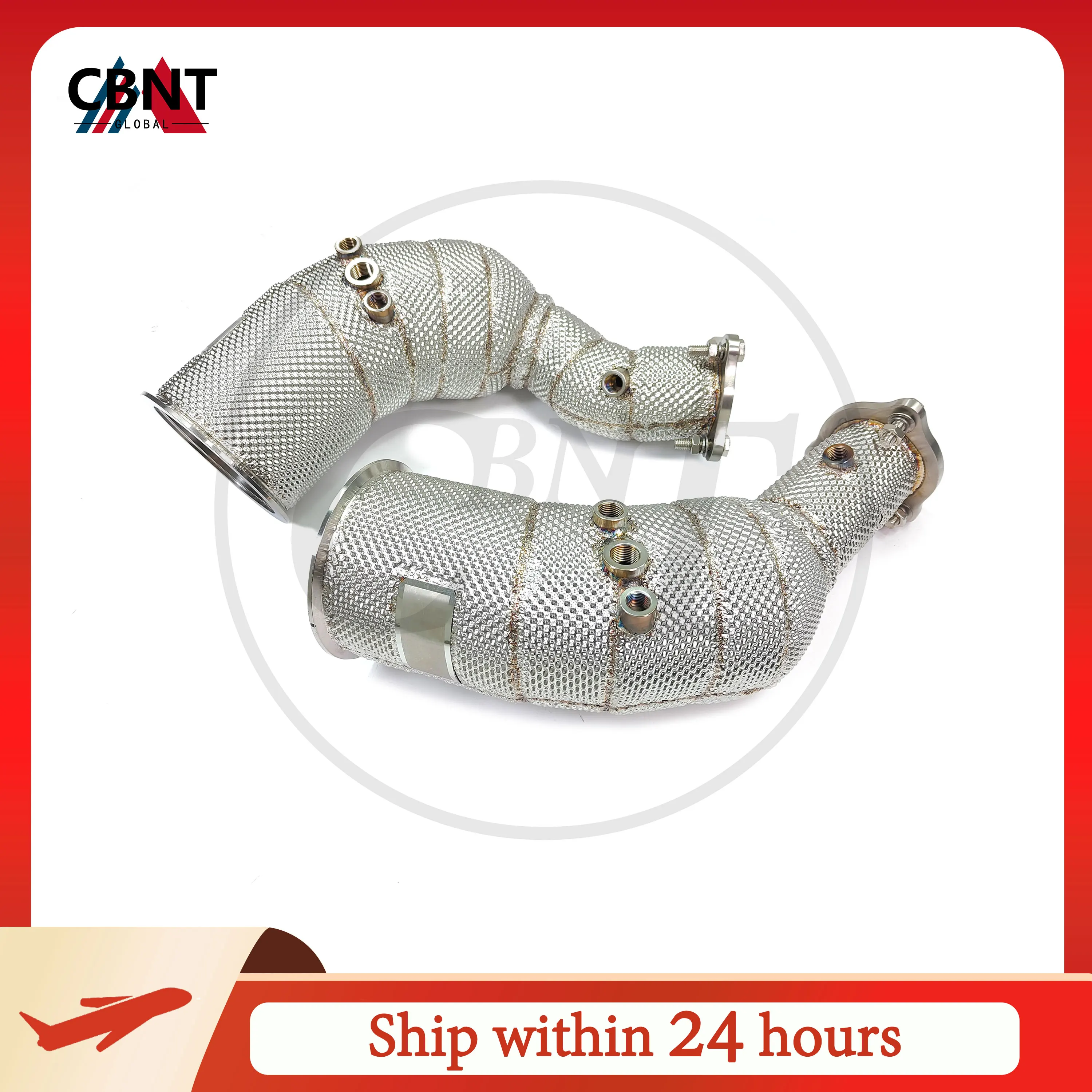 Cbnt auspuffrohr verkleidetes/katzen loses Fallrohr für audi rs4 rs5 b9 2,9 t Abgasanlage hohe Durchfluss leistung mit Hitzeschild Image