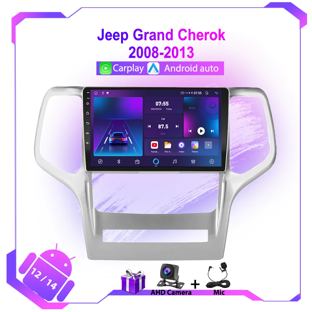 Android 13 Autoradio Multimedia-Video-Player für Jeep Grand Cherokee 2008–2013 mit Stereo-Navigation GPS WiFi 4G Carplay BT Image