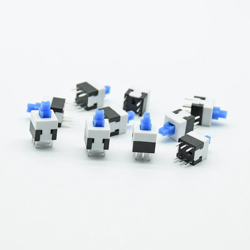 10 stücke NEUE 8X8mm Blau Kappe mini Self-locking/reset Typ Platz push button Switch 8*8mm micro Image