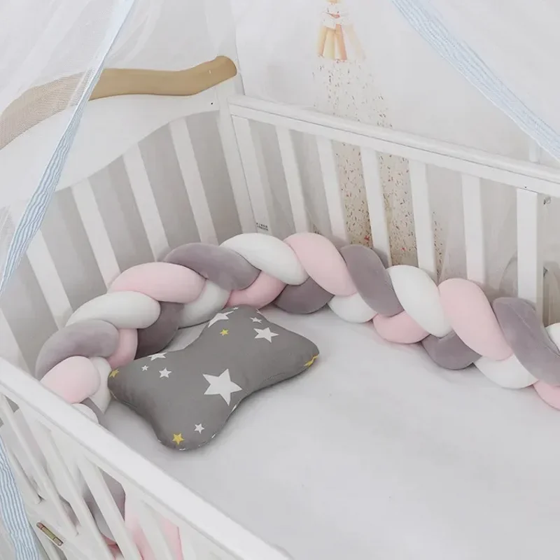 Babybett-Schutz, Bett-Geflecht-Knoten-Kissen für Kleinkinder, Kinder, 3 Anteile, Kleinkind-Baby-Bett-Stoßstangen im Kinderbett, Neugeborene, 1 m/2 m/3 m/4 m Image
