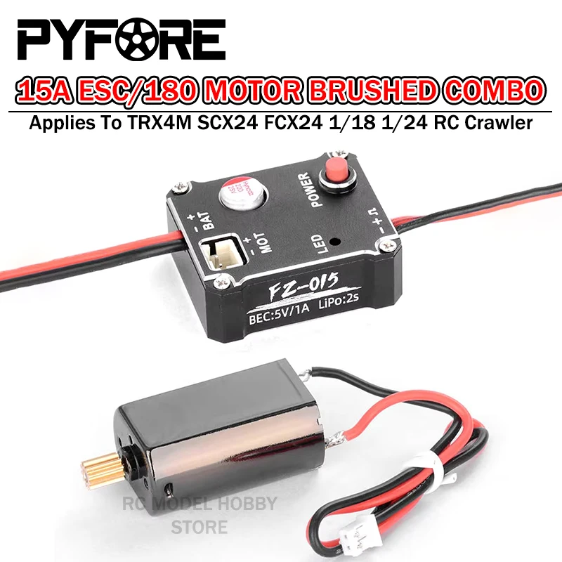 PYFORE 15A ESC 180 Motor gebürstet Combo für TRX4M FMS FCX24 SCX24 1/18 1/24 RC Crawler Upgrade Zubehör Image