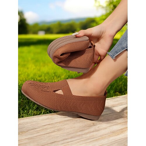 Atmungsaktive Barfußschuhe aus Strick mit Hohlsaum für Damen – lässige, bequeme Schuhe mit weiter Passform für den Alltag, Spaziergänge und Outdoor-Aktivitäten Image