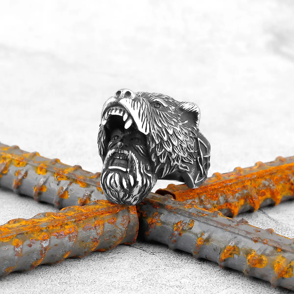 Viking Bär/Wolf Kopf Krieger männer Ring Kreative Hip-hop Rock Retro Lokomotive Punk Dominierenden Geburtstag Geschenk schmuck Großhandel